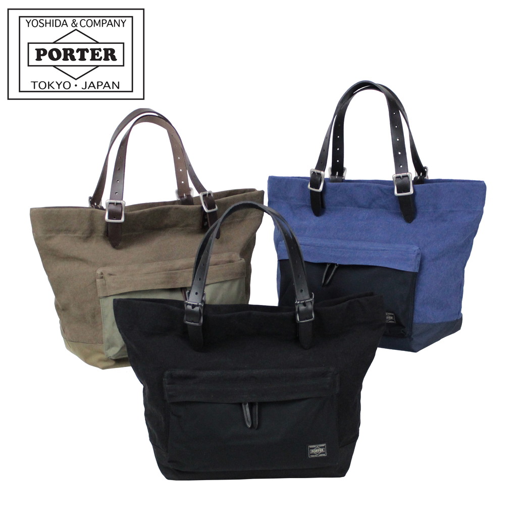 ポーター ブリッジ トートバッグ(S) PORTER BRIDGE 193-04060 2014SS天然素材と機能素材をミックスしたカジュアルシリーズです。 質感や厚みの異なる3種類の生地をパーツごと