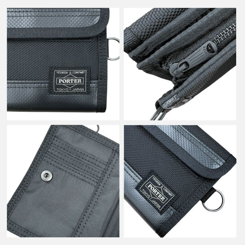 PORTER タンカー　二つ折りウォレット　ブラック　美品！ 正規取扱店】 吉田カバン PORTER ポーター 二つ折り財布 703-07887